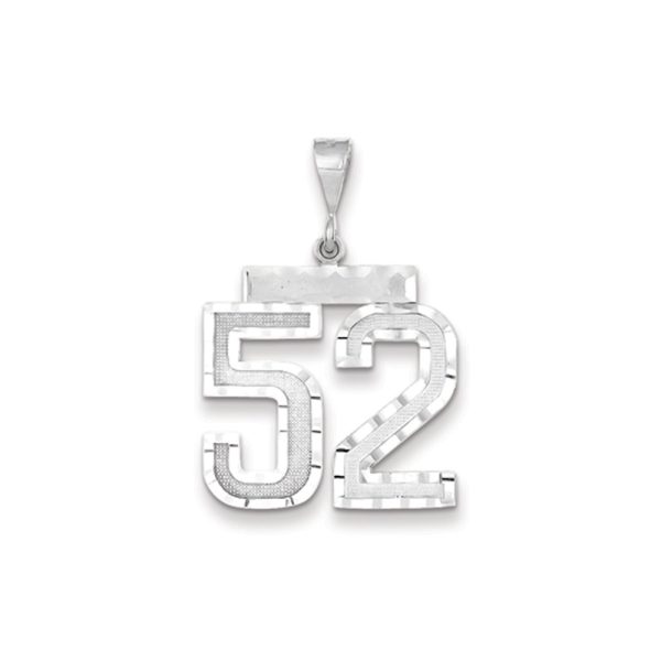 14k White Gold, Varsity Collection, Large D/C Pendant, Number 52