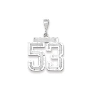 14k White Gold, Varsity Collection, Large D/C Pendant, Number 53