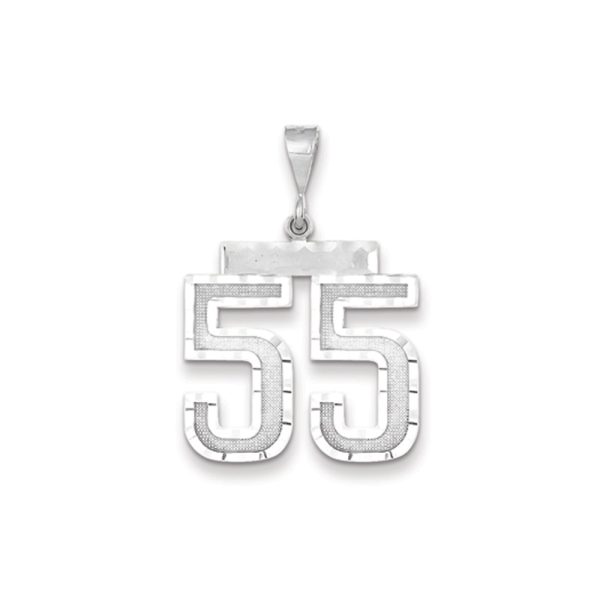 14k White Gold, Varsity Collection, Large D/C Pendant, Number 55