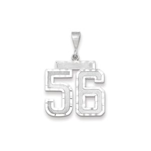 14k White Gold, Varsity Collection, Large D/C Pendant, Number 56