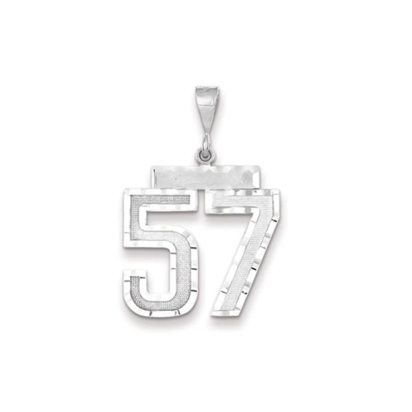 14k White Gold, Varsity Collection, Large D/C Pendant, Number 57