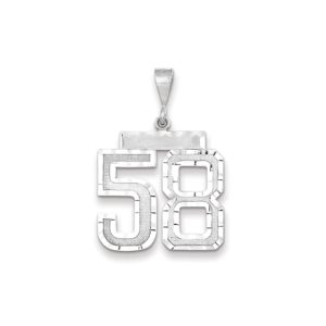 14k White Gold, Varsity Collection, Large D/C Pendant, Number 58