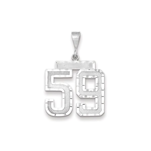 14k White Gold, Varsity Collection, Large D/C Pendant, Number 59