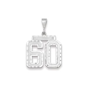 14k White Gold, Varsity Collection, Large D/C Pendant, Number 60