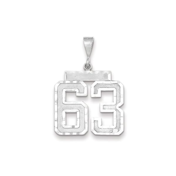 14k White Gold, Varsity Collection, Large D/C Pendant, Number 63