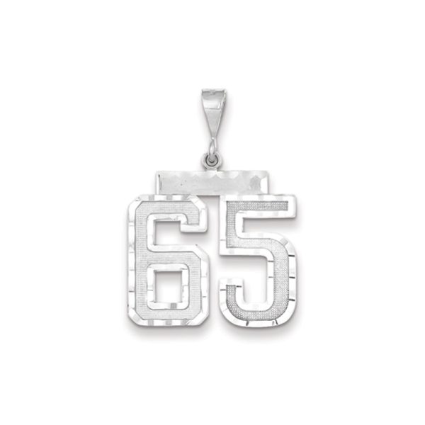 14k White Gold, Varsity Collection, Large D/C Pendant, Number 65