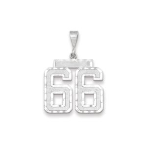 14k White Gold, Varsity Collection, Large D/C Pendant, Number 66