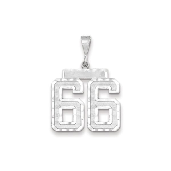 14k White Gold, Varsity Collection, Large D/C Pendant, Number 66