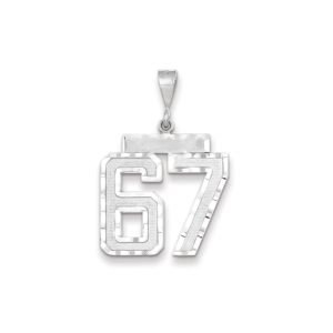 14k White Gold, Varsity Collection, Large D/C Pendant, Number 67