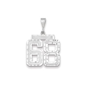 14k White Gold, Varsity Collection, Large D/C Pendant, Number 68