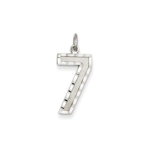 14k White Gold, Varsity Collection, Large D/C Pendant, Number 7