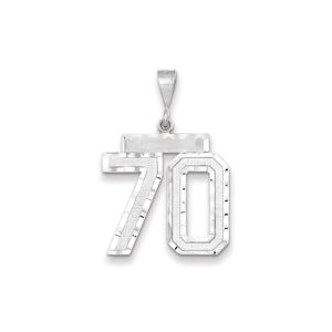 14k White Gold, Varsity Collection, Large D/C Pendant, Number 70