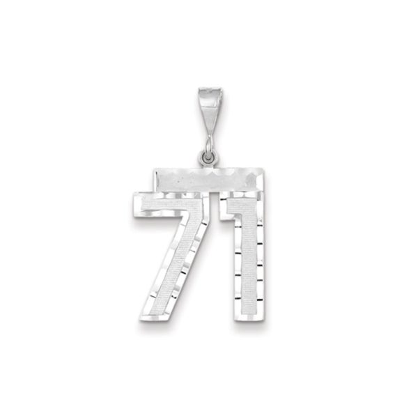 14k White Gold, Varsity Collection, Large D/C Pendant, Number 71