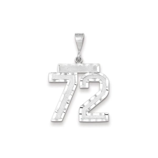 14k White Gold, Varsity Collection, Large D/C Pendant, Number 72