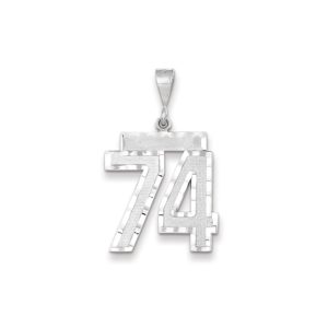 14k White Gold, Varsity Collection, Large D/C Pendant, Number 74