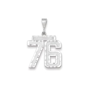 14k White Gold, Varsity Collection, Large D/C Pendant, Number 76