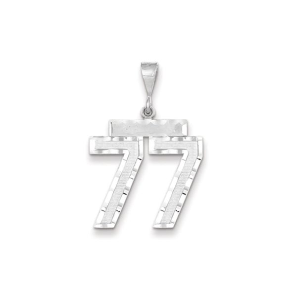 14k White Gold, Varsity Collection, Large D/C Pendant, Number 77