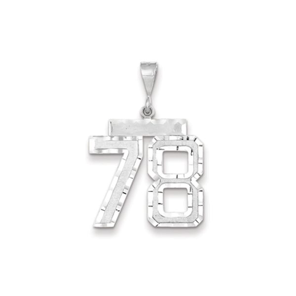 14k White Gold, Varsity Collection, Large D/C Pendant, Number 78