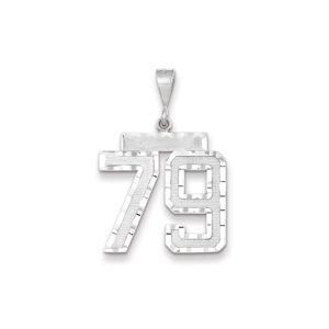 14k White Gold, Varsity Collection, Large D/C Pendant, Number 79