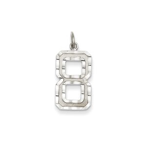 14k White Gold, Varsity Collection, Large D/C Pendant, Number 8