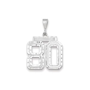 14k White Gold, Varsity Collection, Large D/C Pendant, Number 80