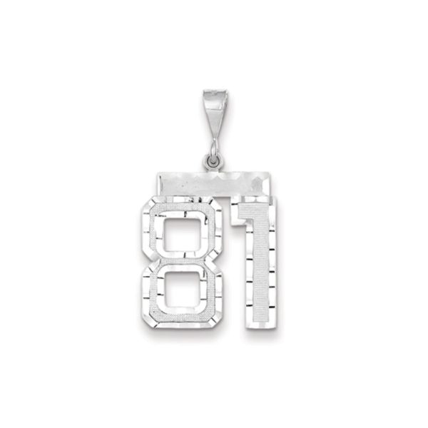 14k White Gold, Varsity Collection, Large D/C Pendant, Number 81