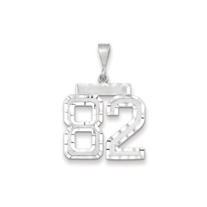 14k White Gold, Varsity Collection, Large D/C Pendant, Number 82