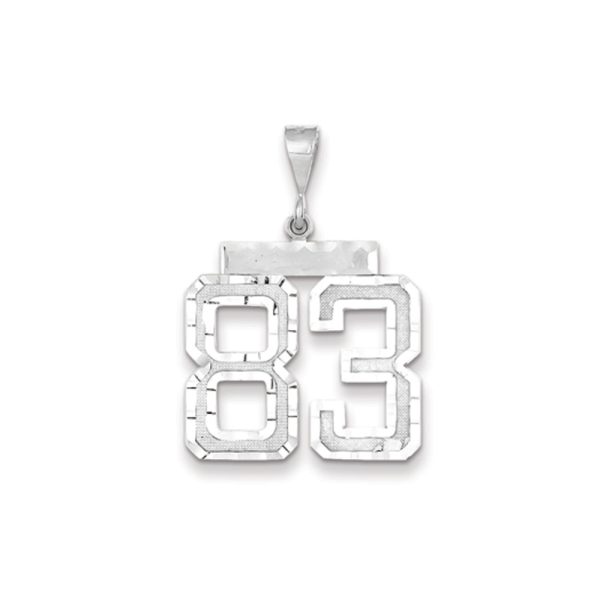 14k White Gold, Varsity Collection, Large D/C Pendant, Number 83