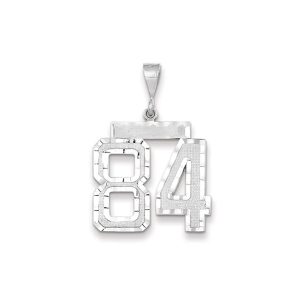 14k White Gold, Varsity Collection, Large D/C Pendant, Number 84