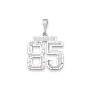 14k White Gold, Varsity Collection, Large D/C Pendant, Number 85