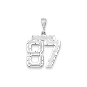 14k White Gold, Varsity Collection, Large D/C Pendant, Number 87