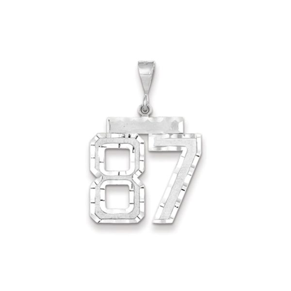 14k White Gold, Varsity Collection, Large D/C Pendant, Number 87