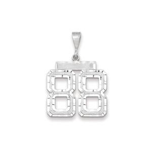 14k White Gold, Varsity Collection, Large D/C Pendant, Number 88