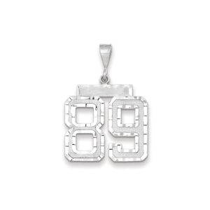 14k White Gold, Varsity Collection, Large D/C Pendant, Number 89