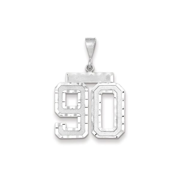 14k White Gold, Varsity Collection, Large D/C Pendant, Number 90