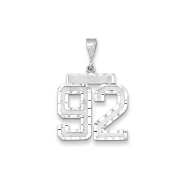 14k White Gold, Varsity Collection, Large D/C Pendant, Number 92