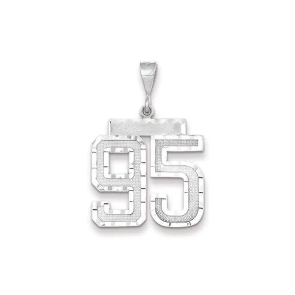 14k White Gold, Varsity Collection, Large D/C Pendant, Number 95