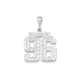 14k White Gold, Varsity Collection, Large D/C Pendant, Number 96