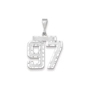 14k White Gold, Varsity Collection, Large D/C Pendant, Number 97