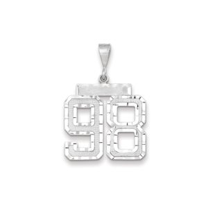 14k White Gold, Varsity Collection, Large D/C Pendant, Number 98