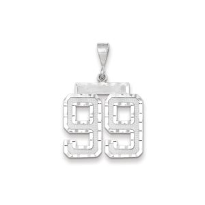 14k White Gold, Varsity Collection, Large D/C Pendant, Number 99