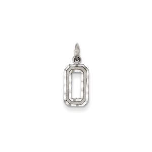 14k White Gold, Varsity Collection, Small D/C Pendant, Number 0