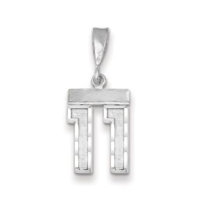 14k White Gold, Varsity Collection, Small D/C Pendant, Number 11