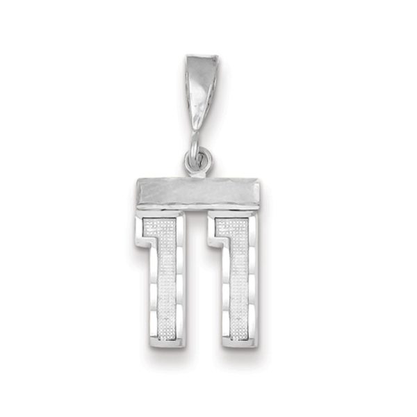 14k White Gold, Varsity Collection, Small D/C Pendant, Number 11