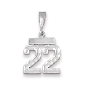 14k White Gold, Varsity Collection, Small D/C Pendant, Number 22