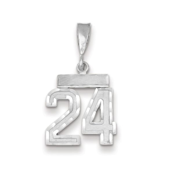 14k White Gold, Varsity Collection, Small D/C Pendant, Number 24