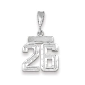 14k White Gold, Varsity Collection, Small D/C Pendant, Number 26