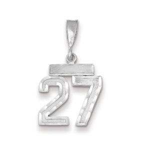 14k White Gold, Varsity Collection, Small D/C Pendant, Number 27