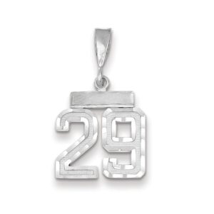 14k White Gold, Varsity Collection, Small D/C Pendant, Number 29