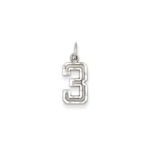 14k White Gold, Varsity Collection, Small D/C Pendant, Number 3